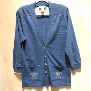 Vintage Molto Fino Top Sweater Blue Gold Buttons